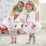 Children's Girls Xmas Outfit Deer Pattern Outfit Ruffle Kids Christmas Clothes
