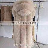 2017 Newest Design Long Woman Real Fox Fur Vest With Hood Natrual Raw Colour--pc-250 thumbnail-5