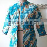 Vintage Kantha Long Accent Jacket in Turquoise & Orange ~ Medium thumbnail-3