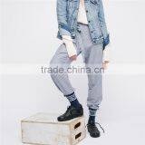 Ladies Navy Blue Jogger Pants Cotton-linen Wide Striped Trousers thumbnail-6