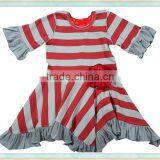 Girls' Dress 2017 New Fashion Baby Short Sleeve Red Flower Peplum Short Dress Boutique Girl Clothing thumbnail-1