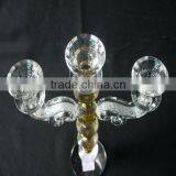 3 Arms Crystal With Metal Candelabra Candle Holder For Wedding Table Decoration thumbnail-5