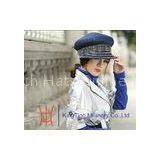 Handmade Navy Pretty Fabric Ladies Church Hats With Adjustable Sweatband thumbnail-1