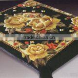 100%polyester Raschel blanket golden flowers print blanket 05