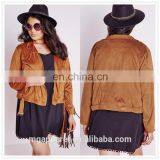 Oem Plus Size Female Faux Suede Biker Jacket Nice Design Low Price Made in China thumbnail-1