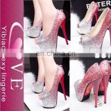 Hot Selling Gradient Sequined Waterproof High Heels Shoes,Mature Women Sexy Heels,Fashion Bling Wedding Shoes