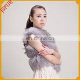 New Design Light Grey Real Silver Fox Fur Vest Women thumbnail-2
