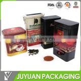 Metal tea coffee packaging canisters in tin