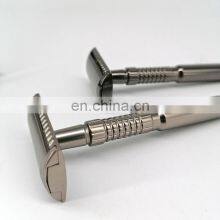 Adjustable Professional Skin Care Reusable Shaving Chrome Safety Razor Safety Razor Set With Razor Brush thumbnail-1