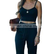 Manufacturer Customized LOGO New Women's Short Sling With Trousers Sports and Leisure Two-piece Suit thumbnail-3