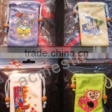 Telephone bag/Flat Embroidery/ embroidered flannel cellphone bag for decoration