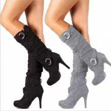 Warm Winter Women Fashion Over The Knee High Heels Boots Stretch Slim High Boots Shoes Size 34-43