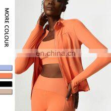 New Arrival Zipper Sweat Wicking Long Sleeves Fitness Sports Coat Gym Activewear Yoga Jacket Top For Women thumbnail-1