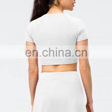 Good Quality Ladies Solid Color Sports Yoga Tennis Set With Shorts Fitness Skirt 2 PCS Gym Set Women Workout Wear Clothes thumbnail-4