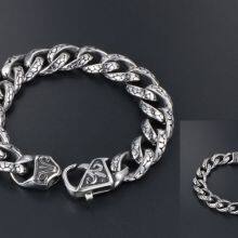 Stainless Steel Leopard Print Bracelet for Men,Titanium Steel Cast Bracelet, Retro Hiphop Jewelry Gift to Husband Father Dad thumbnail-4