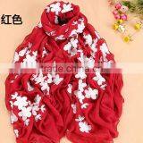 Hot Selling Korea Popular Elegant Flower Embroidery Cotton Pashmina Scarf thumbnail-4