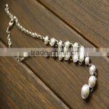 Women Leaf Shaped Pearl Necklace Earring Ring Bracelet Complete Jewelry Set thumbnail-3