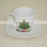 Leading the trend design square porcelain cup and saucer