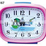 plastic square shape alarm clock, analog melody music desktop clock, electron bell table alarm clock