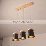 Wood pendant light Black iron Material and Energy Saving Light Source Industrial Lamp