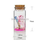 37*70mm Mini Clear Wishing Message Glass Bottles Vials With Cork Small jar
