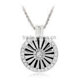 Fashion Wheel Pattern Long Chain Necklace Round Silver Gold Plated Rhinestone Pendant Necklace for Women Jewelry Gifts