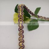 high quality golden covered wire braid lace trim with sequin
