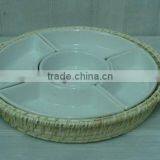 Ceramic & Rattan Condiment Holder