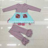Thanksgiving Costume Western Dress for Little Girl Stripe Top and Pants 2 Pcs Pockets Fall Outfit thumbnail-1