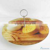 1-tier PP Paper Pattern Tempered Glass Cake Plate