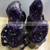 Natural Rock 4 Pcs Amethyst Geodes Uruguay Crystal Ornaments On Sale