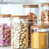 Eco-Friendly Heat Resistant Borosiilcate Storage Glass Jar with Bamboo Lid