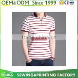 Men's 100% Cotton Casual No Logo Polo Shirts Custom Sport Pink Striped Polo T Shirt made in China