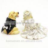 Custom Cheap Ceramic Golden Dog Wedding Cake Toppers thumbnail-2