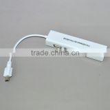 Mini USB Micro usb usb2.0 to Ethernet ports + 3 port USB2.0 HUB 20cm cable rj45 male adapter lan card ,Chip: 88772C