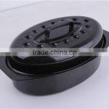 Best Kitchen Tool Oval Enamel Microwave Baking Pan With Lid thumbnail-1