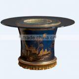 Retro Art Painting Home Furniture Dinning Room Set, Noble Blue Round Dinning Table With Chair/Sideboard thumbnail-2