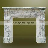 Arabescato Marble Fireplace Mantel Surrounding Simple Design thumbnail-1