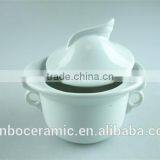 Mini Ceramic Casserole Pot With Lid, White Ceramic Small Soup Pot for Cookware thumbnail-3
