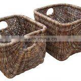 2012 Nice Style/2pcs Four-cornered Shape Planter/solid Rattan Frame/water Hyacinth/natural Material Planter/basket