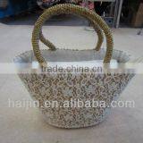 natural seagrass handmade fashion lace bag with long handle