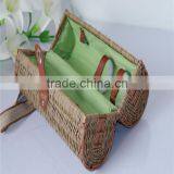 2016 New Product Pure Handmade Wholesale Wicker Willow Wine Basket for Picnic thumbnail-5