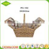 China Wholesale 2 Person Vintage Hanging Wicker Picnic Basket Set With Cutlery thumbnail-1