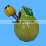 Pear Shape Fruit Fork Set With Ceramic Holder