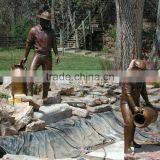 Outdoor Garden Decoration Handicraft Bronze Sculpture Offishery Workers