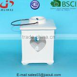 White Ceramic Tea Light House, Ceramic Bird House thumbnail-1