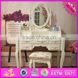 2016 Wholesale Luxurious Bedroom Solid Wooden Makeup Vanity W08H057 thumbnail-4