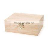 Unfinished Wooden Craft Box With Gold Clasp thumbnail-1