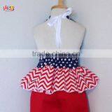 Red White and Blue Polka Dot and Chevrons Ruffled Pant Set Fashion Children Frocks Designs 2016 HSS7861 thumbnail-5