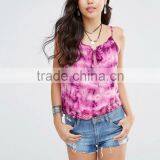 Tie Cami With Crochet Trim on the Bottom in Rayon Fabric thumbnail-1